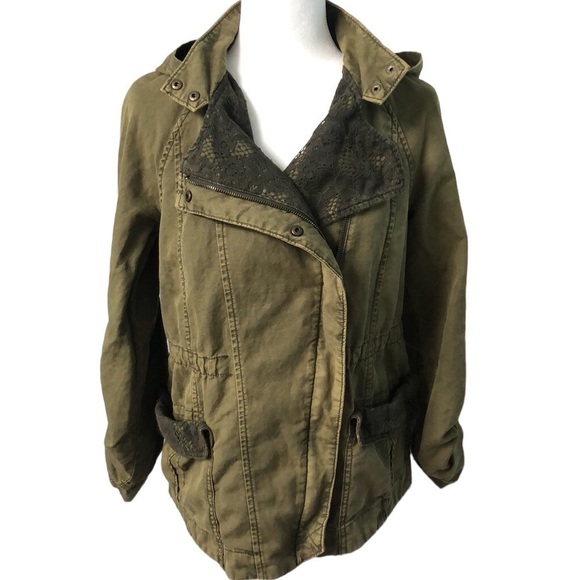 Anthropologie HEI HEI Green Hooded Anorak Utility Jacket Size XS - Picture 2 of 15